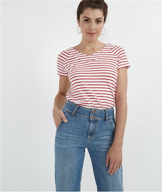 T-shirt marinière rouge BLANC