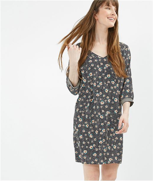 Robe femme imprimée esprit sweat NOIR