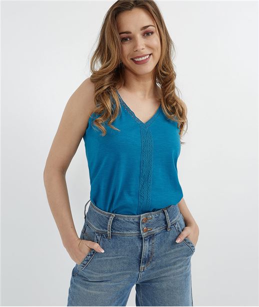 Débardeur coloré avec galon TURQUOISE