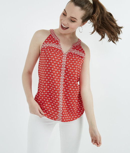 Top suspendu imprimé de couleur ROUGE