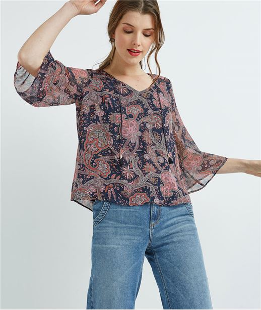 Blouse avec voile imprimé IMPRIME