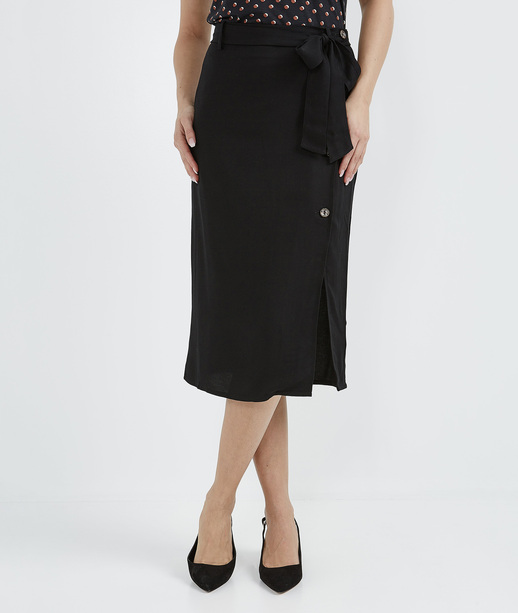 Jupe fluide boutonnée noire NOIR