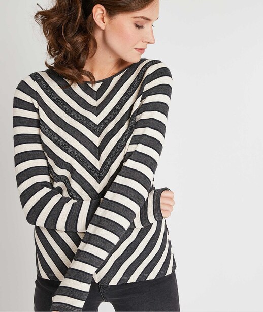 Pull en tricot bicolore BLEU