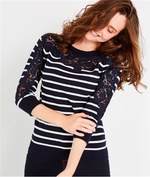 Pull marinière à dentelle MARINE