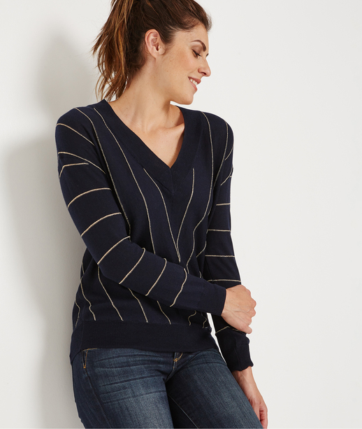Pull léger avec chevrons brillants MARINE