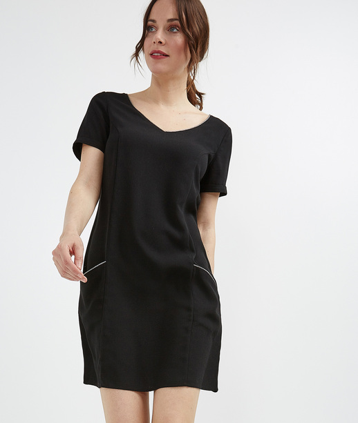 Robe fluide unie évasée NOIR