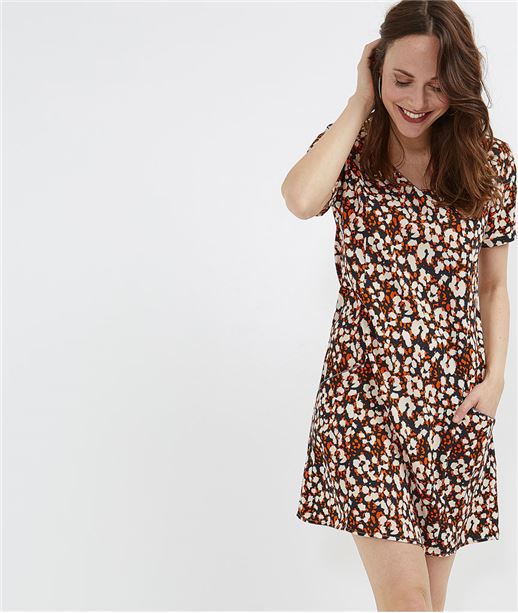 Robe fluide unie évasée PEAU DE BETE
