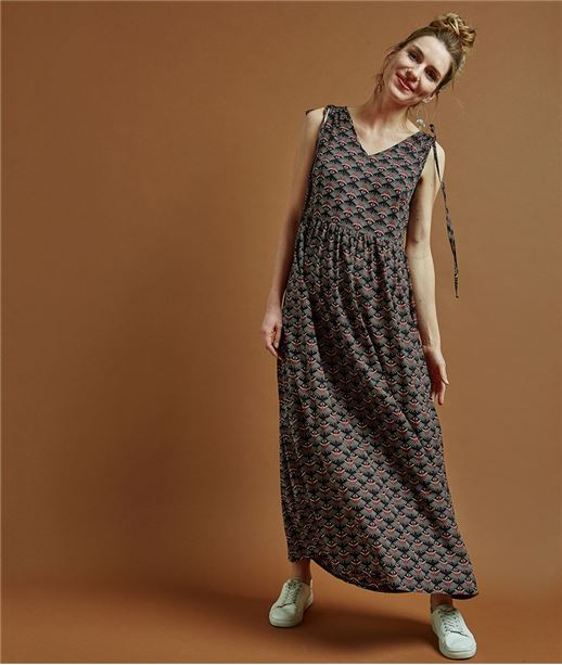 Robe femme longue imprimé wax NOIR