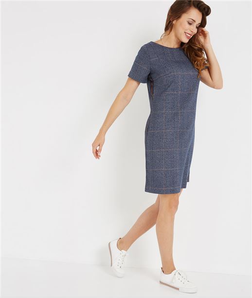 Robe à carreaux manches courtes MARINE