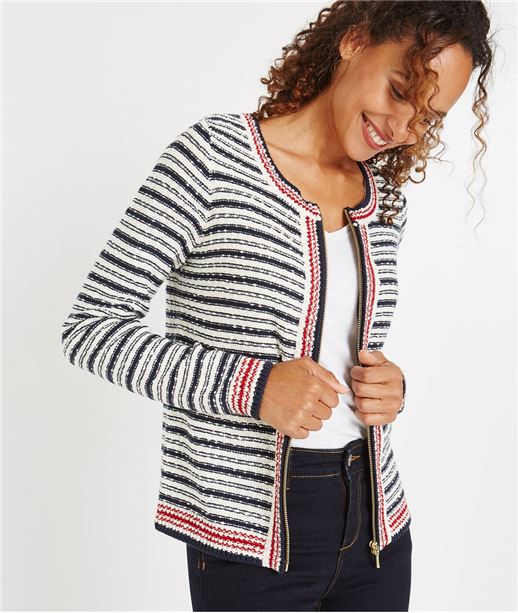 Gilet zippé à rayures MARINE