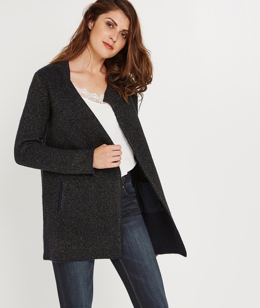 Gilet marine croisé avec fils brillants MARINE