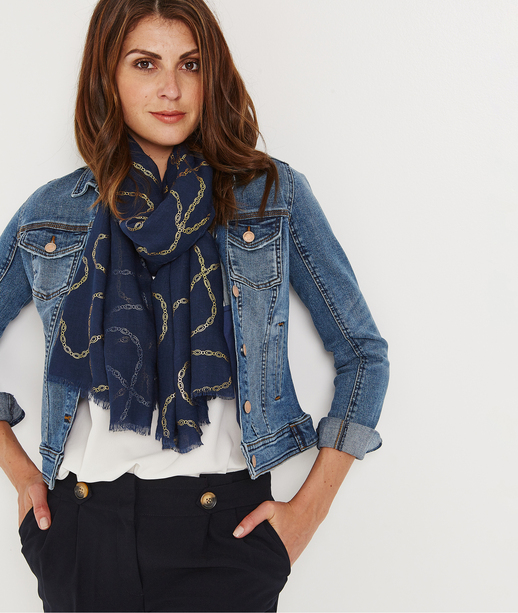 Foulard imprimé chainette MARINE