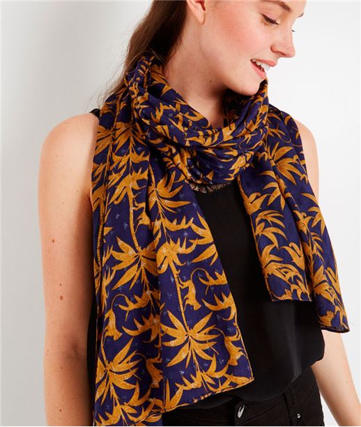 Foulard marine imprimé cocotier AMBRE