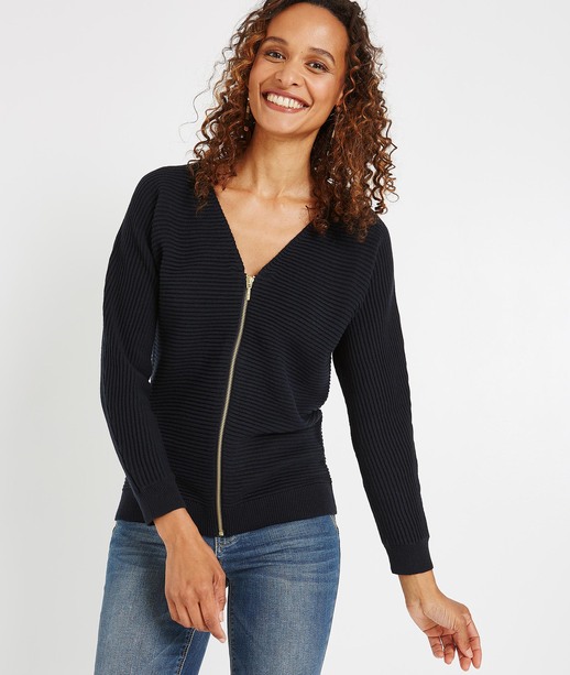 Gilet zippé col V MARINE