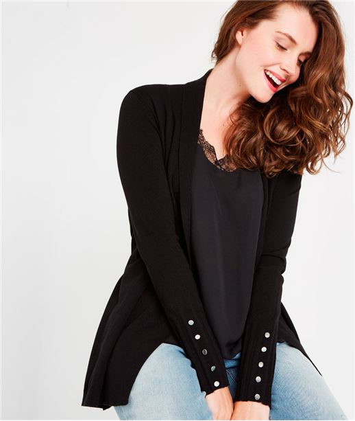 Gilet mi-long ceinturé NOIR