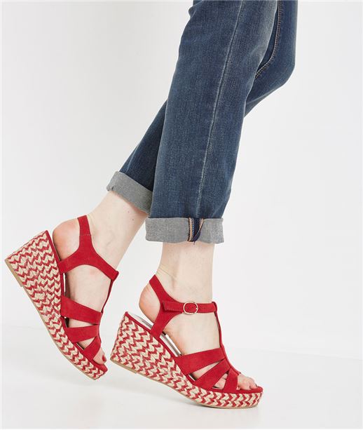 Sandales compensées rouges ROUGE