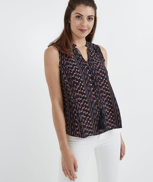 Blouse imprimée sans manches MULTICOLORE