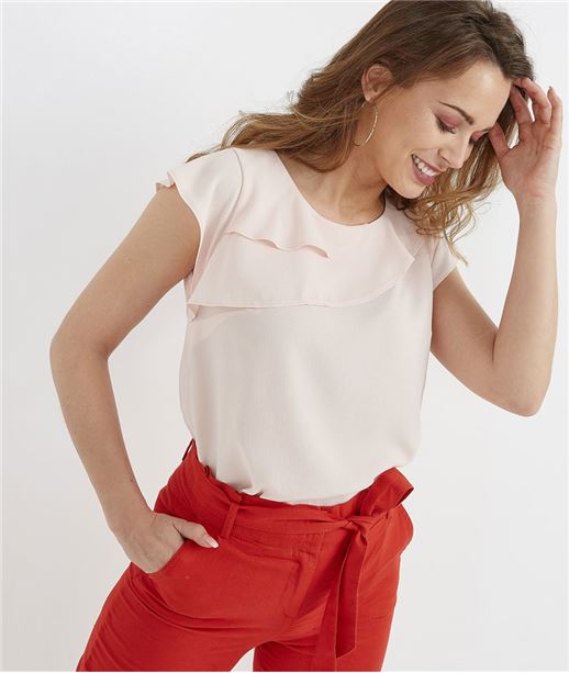 Blouse fluide nude avec volants NUDE