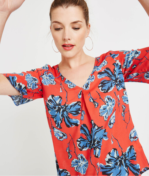 Blouse fleurie manches coudes IMPRIME