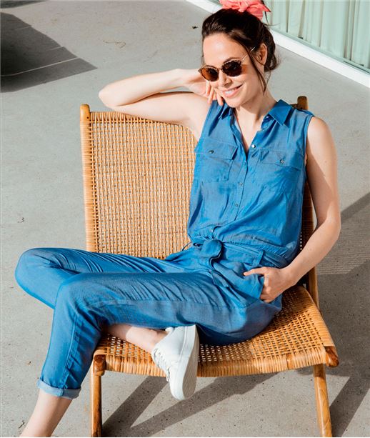 Combinaison pantalon fluide effet denim STONE