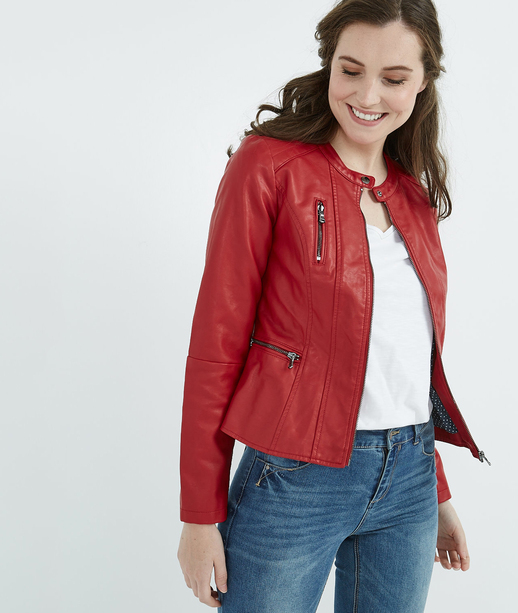 Veste simili cuir ROUGE