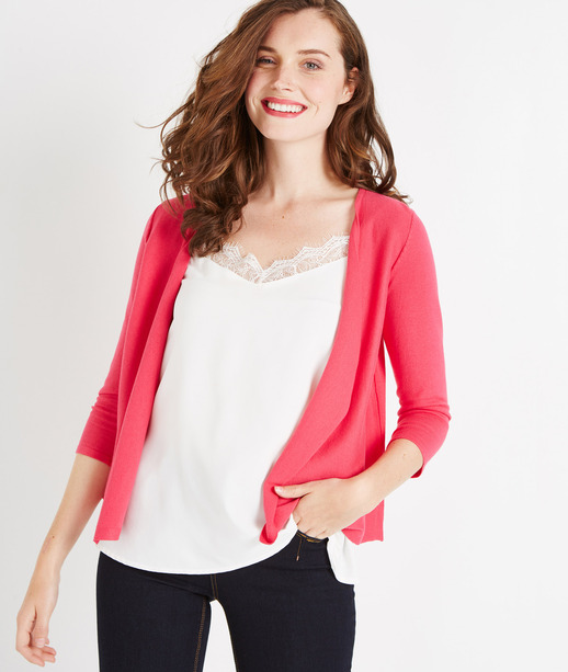 Gilet court basique en coton ROSE