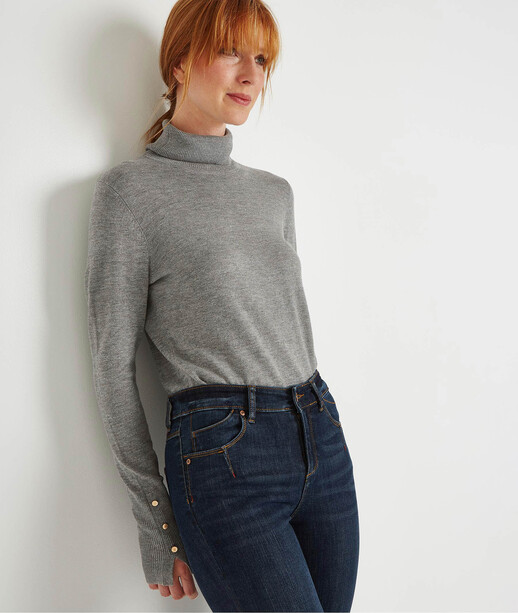 Pull fin à col roulé GRIS