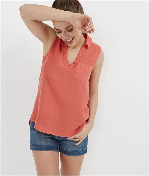 Blouse sans manches en lin CORAIL
