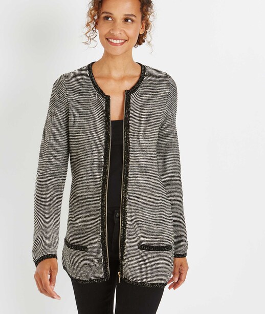 Gilet mi-long zippé NOIR