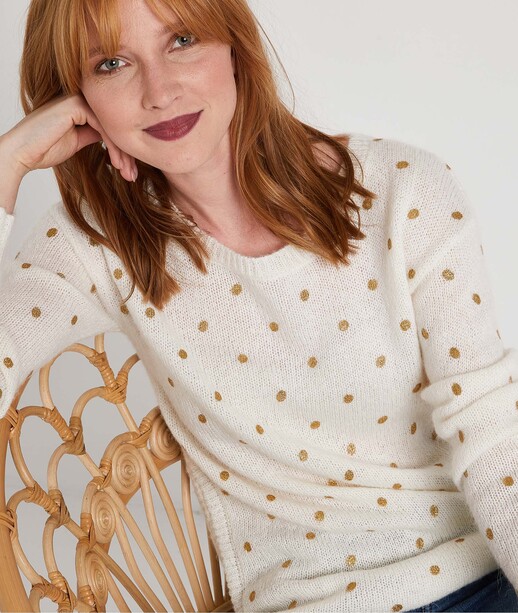 Pull à pois doré ECRU