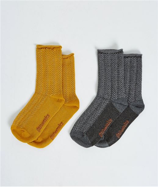 Lot de 2 paires de chausettes JAUNE