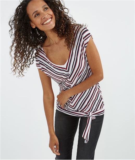 T-shirt rayures chevrons BLANC