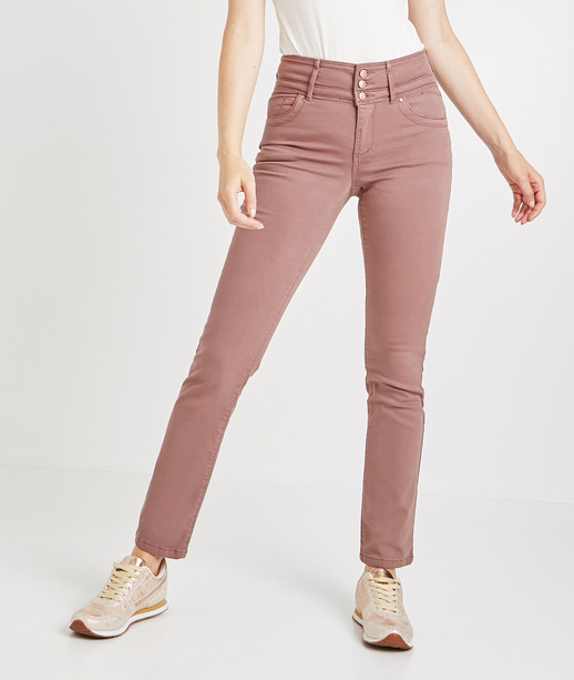Pantalon droit taille haute de couleur RAISIN