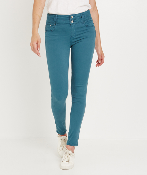 Slim taille haute uni de couleur CANARD