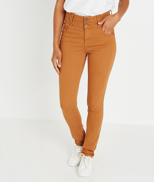 Slim taille haute uni de couleur ECUREUIL