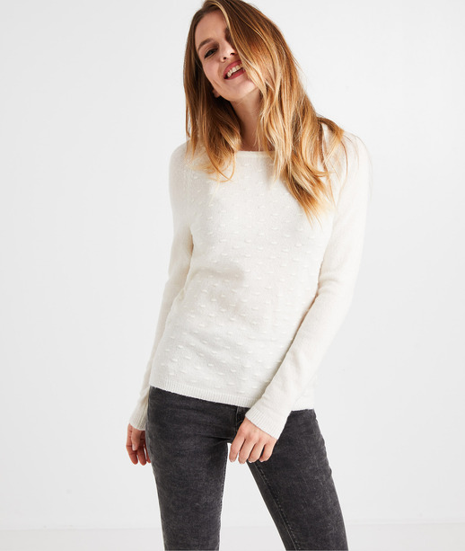 Pull uni fantaisie ECRU
