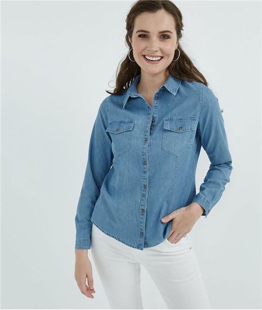 Chemise femme en jean 100% coton DENIM