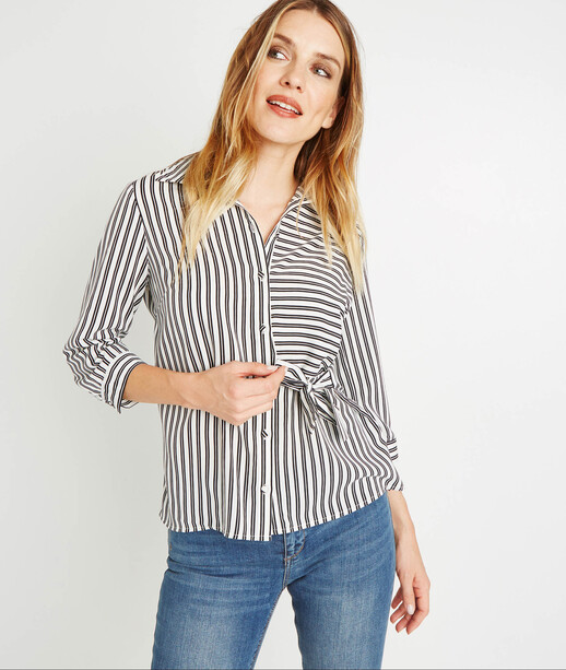 Chemise fluide à rayures RAYE NOIR
