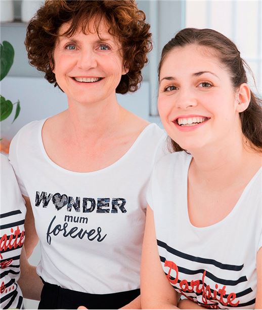 T-shirt blanc à message super maman BLANC