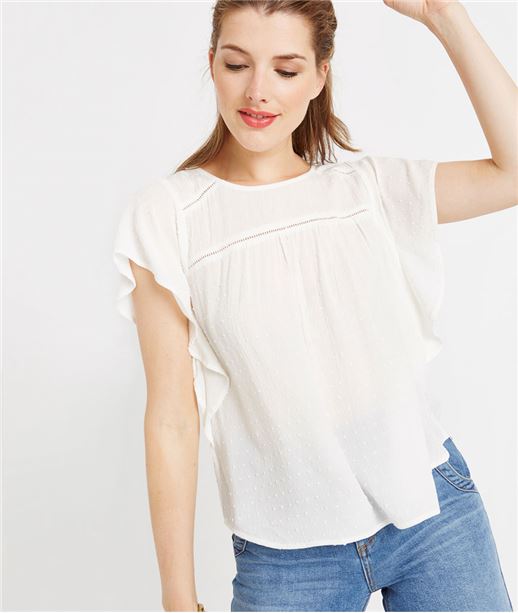Blouse fluide avec plumetis ECRU
