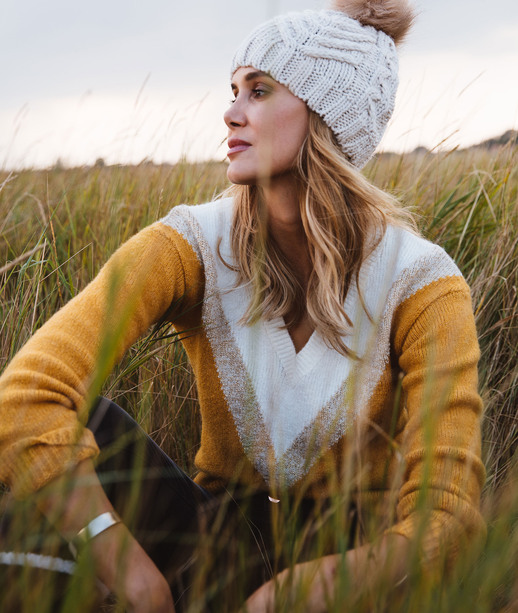 Pull color block col V SAFRAN