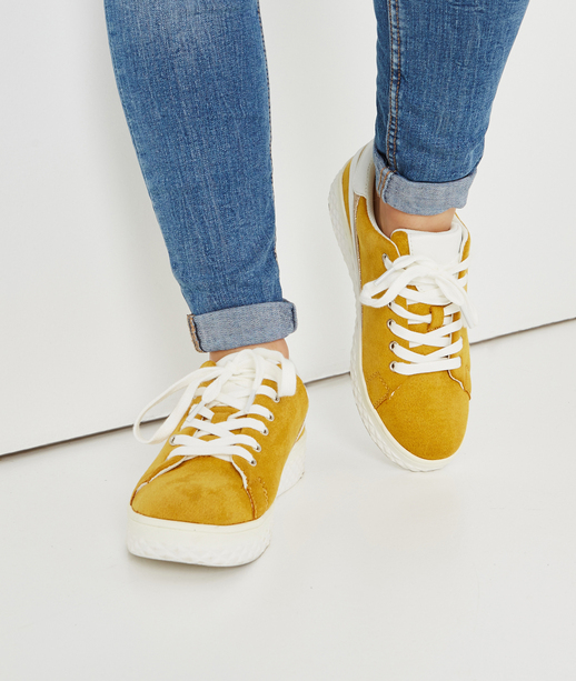 Baskets jaunes avec bande dorée JAUNE