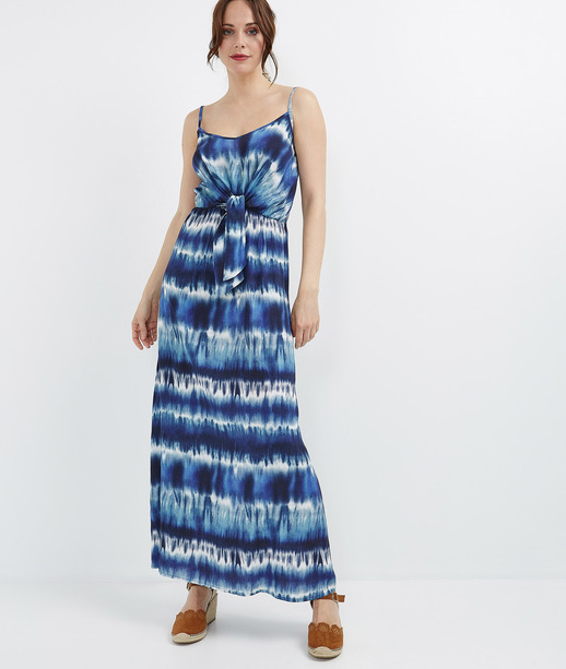 Robe longue imprimé tie and dye BLEU