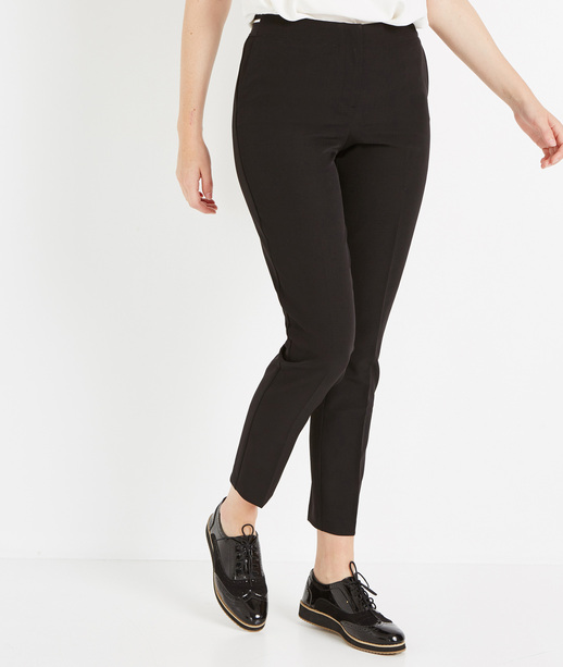 Pantalon cigarette élastiqué uni NOIR