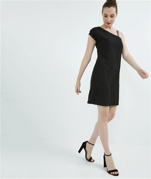 Robe one shoulder noire NOIR