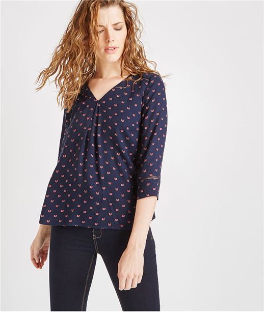 Blouse fluide imprimé renard MARINE