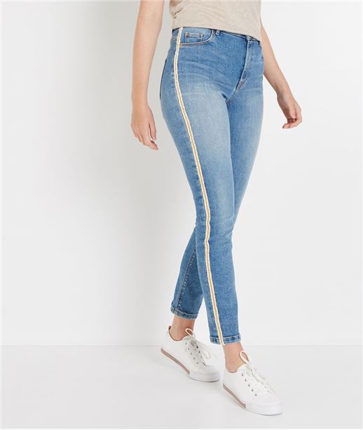 Jean raccourci taille haute avec bande LIGHT STONE