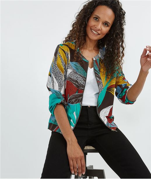 Bomber fluide à feuillages multicolores MULTICOLORE