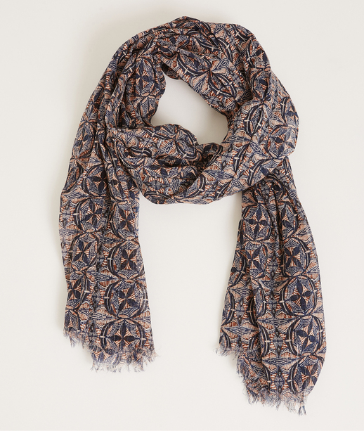 Foulard imprimé rosaces BLEU CLAIR