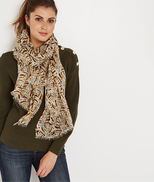 Foulard imprimé feuillages JAUNE